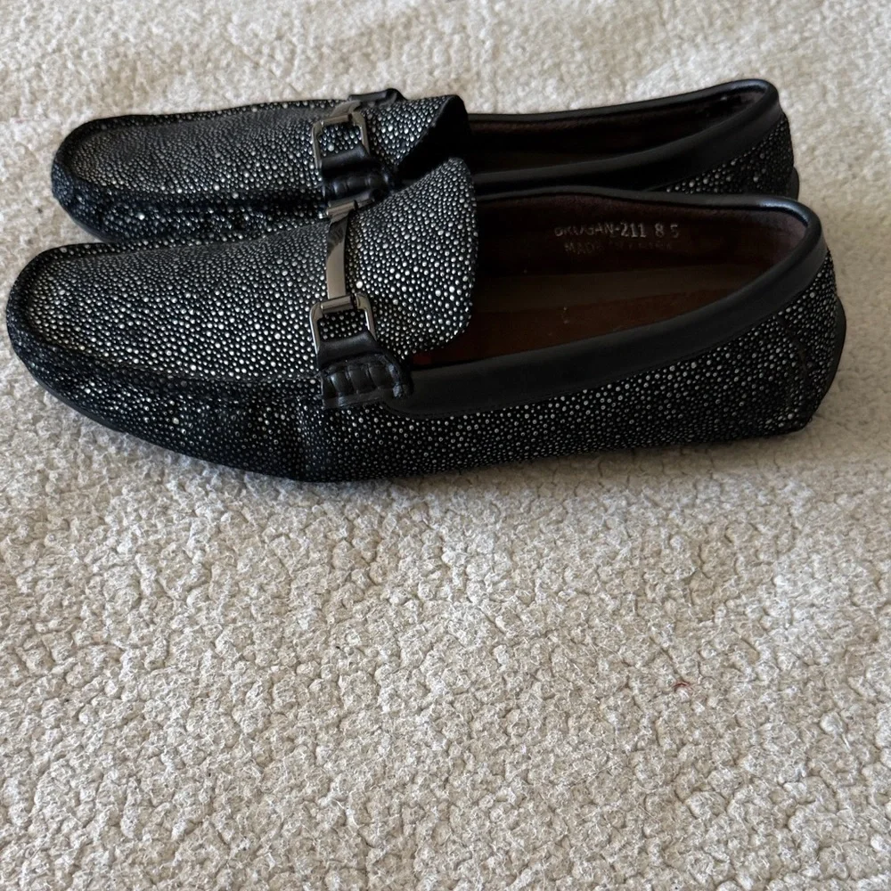 Amali Brogan Men's Black Studded Loafers 8.5